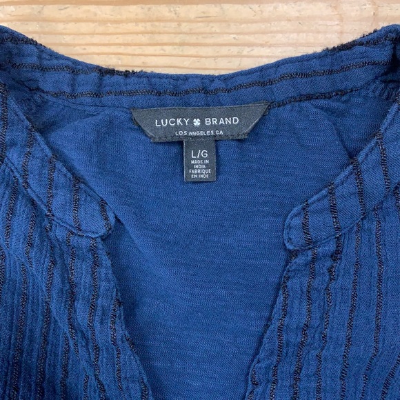 Lucky Brand Ladies Size L Blouse Button Top blue - Picture 2 of 6